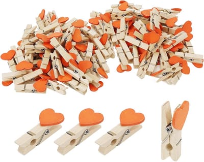 100 Stuks Roze Houten Klemmetjes Hartvormig voor Knutselen en Decoratie