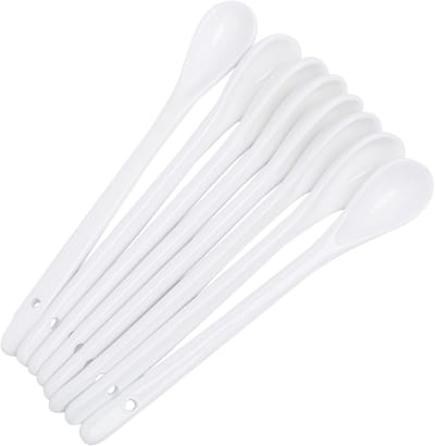 Set van 8 Keramische Lepels met Lange Handgreep, Gladde Glazuur, Warmtebestendig en Vaatwasserbestendig voor Koffie, Thee en Desserts