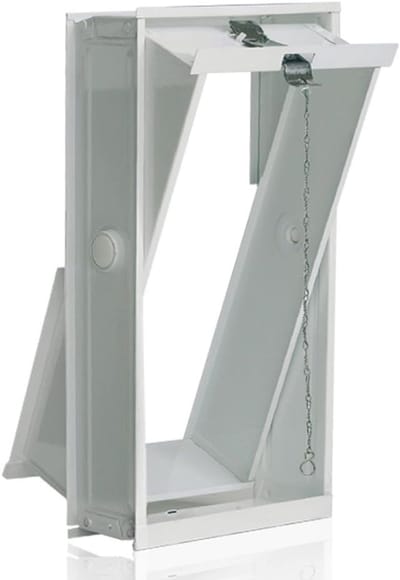 Ventilatieraam voor glasblokken met trekmechanisme - Wit plaatstaal (217x435x90 mm)