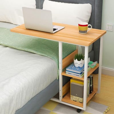 Mobiele Computertafel - Laptop Bureau Verrijdbaar - Thuiswerken Organiseren - Met Extra Opbergplanken - Niet gespecificeerd - Houtkleur