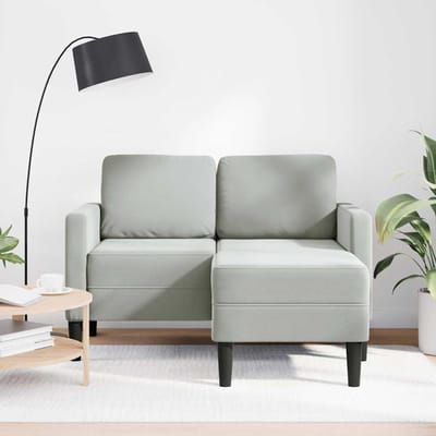 vidaXL - 2-zitsbank - met - ligstoel - L-vormig - lichtgrijs - 125 - cm - fluweel