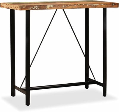 Bartafel Massief Hout - Keukentafel Bistrotafel - Gezellig Borrelen - Uniek Oud Hout - 120 x 60 cm - Bruin