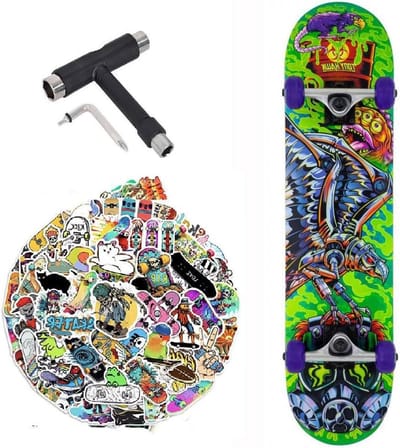 Compleet Skateboard - Beginners Board - Straat Skaten - Inclusief Gereedschap - 7.5 Inch Breed - Toxic
