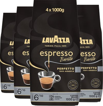 Lavazza Espresso Barista Perfetto Koffiebonen - 100% Arabica Koffie Bonen - Intensiteit 6/10 - 4 x 1 kg