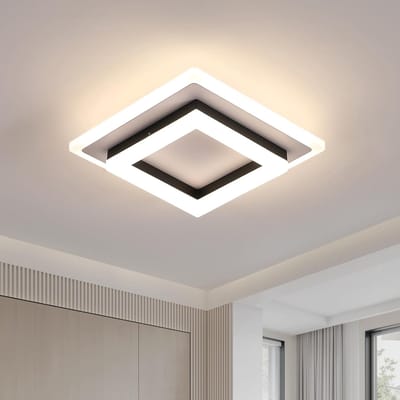 Haobosic - 24W LED Plafondlamp - Zwart Vierkant - Modern - Neutraal Licht 4500K