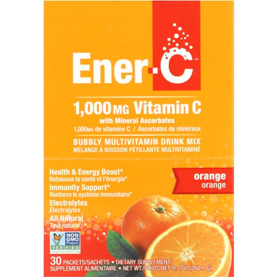 Ener-C, vitamine C, multivitaminedrankmix, sinaasappel, 1000 mg, 30 zakjes, 8,67 g (0,3 oz) elk