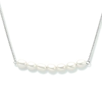 zilver gerhodineerd collier parel 42 + 3 cm 1334316