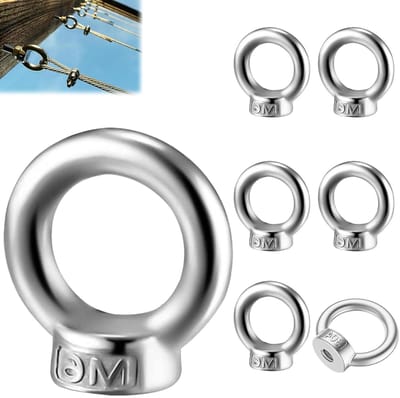 Set van 6 Ringen M6 van RVS - Duurzame Oogmoeren voor Bevestiging en Montage, Ideaal voor Constructies en DIY-projecten