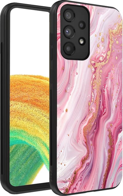 Smartphonica Telefoonhoesje geschikt voor Samsung Galaxy A33 5G met marmer opdruk - TPU backcover case marble design - Roze geschikt voor Samsung Galaxy A33 5G