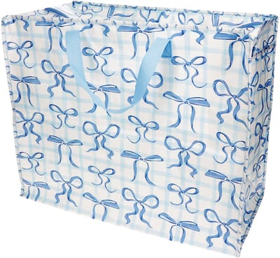 Rex London Jumbo Opbergtas Blue Bows – XXL Verhuistas met Rits – Grote Opbergzak voor Was, Beddengoed & Opslag