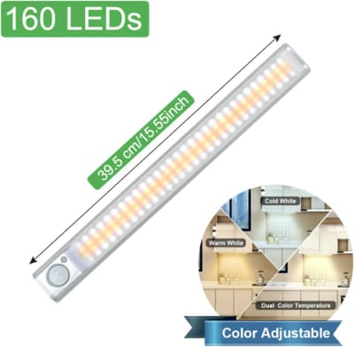 TLVX Led lamp beweging sensor | Draadloos | Accu lamp | Sensor lamp | USB Oplaadbaar | Dimbaar | Light Motion Sensor | 40 CM | 160 leds | Nacht Lamp LED | Warm White | Cold White | Magneet strip | Kastverlichting | Zaklamp | LED-strip | LED Balk