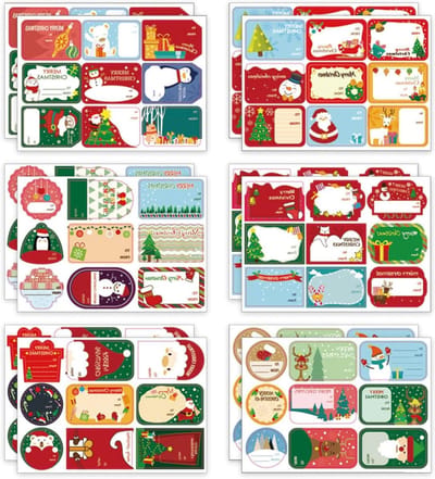 Set van 108 Zelfklevende Kerststickers voor Cadeauverpakking, Feestdecoratie en Creatieve Klussen