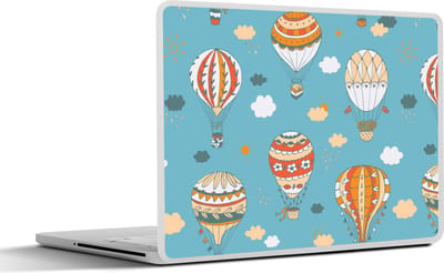 Laptop sticker - 10.1 inch - Retro - Luchtballon - Pastel - Kinderen - Design - 25x18cm - Laptopstickers - Laptop skin - Cover