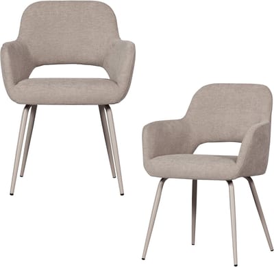 WOOOD Jenny Eetkamerstoelen - Polyester - Naturel - Set van 2