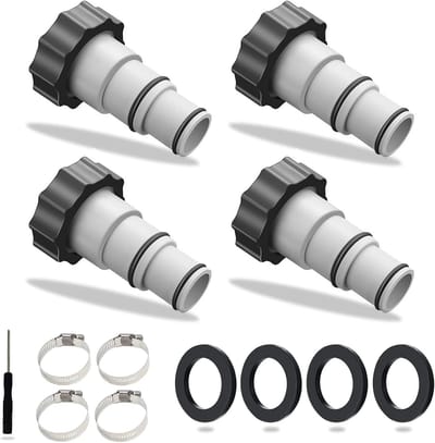 Set van 4 zwembadadapters voor Intex zwembaden, universele adapters voor zwembadaccessoires