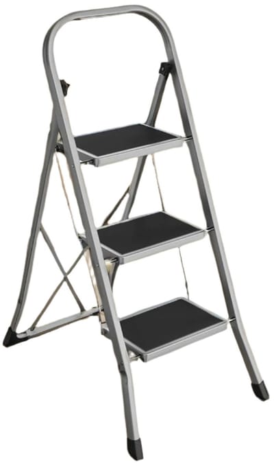 3 -niveau stalen vouwladder - stappenladder - draagbare ladder - hoge stabiliteit - 46,5 cm x 74,5 cm x 105 cm