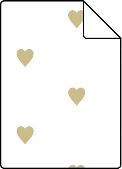 Proefstaal Origin Wallcoverings behang hartjes wit en goud - 26,5 x 21 cm - 347679-S