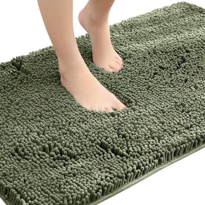 Badmat Antislip – Fluffy en Zacht, Machinewasbaar, Rechthoekig, Badkamertapijt in Meerdere Kleuren - Groen