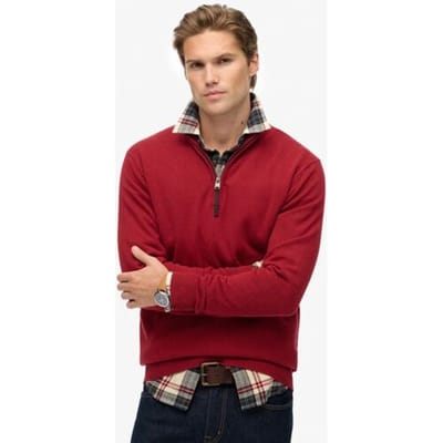 Superdry - Essentials Katoenen Trui met Halve Rits - Heren - Sweaters