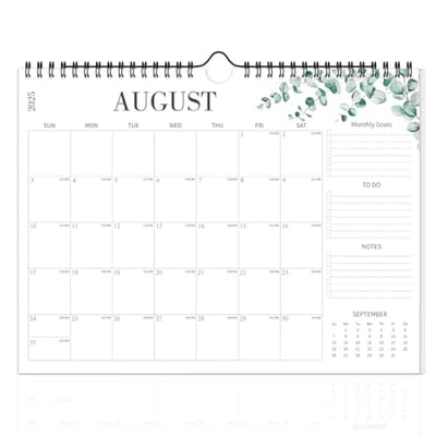 Horizontale Wandkalender 2025-2026 | 17 Maanden van Augustus 2025 tot December 2026 | 36,8 x 29,2 cm voor Huis en Kantoor