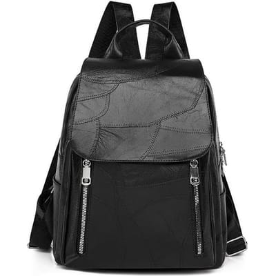 Nouveau Sac à Dos pour Femmes Simple Grande Capacité Tendance Rétro Sac à Dos de Voyage PU Texture Cuir Souple Sac de Commuting