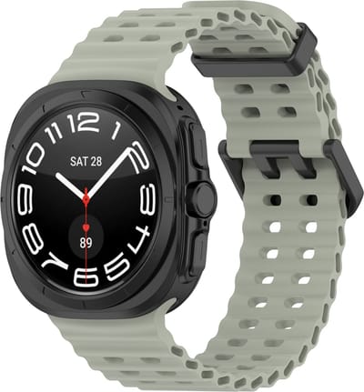 By Qubix - Compatible Samsung bandje - Marine Band siliconen - Grijsgroen - Geschikt voor Samsung Galaxy Watch Ultra / Ultra 2 - 47mm