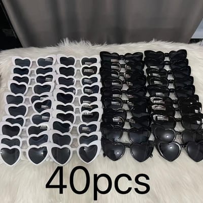 40 stuks Hartvormige Brillen Bruiloft Feestgebruik Verjaardagscadeau Verjaardagscadeau Vrijgezellenfeestgebruik Feestgebruik Benodigdheden Halloween Kerstcadeau black