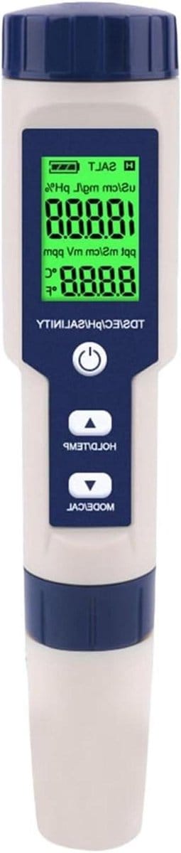 Bodemmeter - Waterkwaliteit tester - Waterkwaliteit testen - 5-in-1 metingen - 183x37x37 mm - Wit