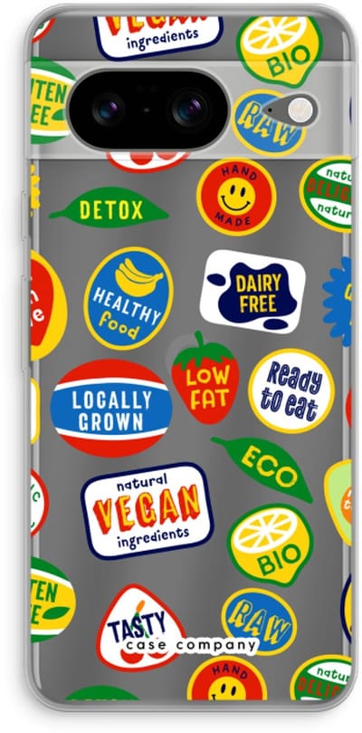 Case Company® - Hoesje geschikt voor Google Pixel 8 hoesje - Fruitsticker - Soft Cover Telefoonhoesje - Bescherming aan alle Kanten en Schermrand