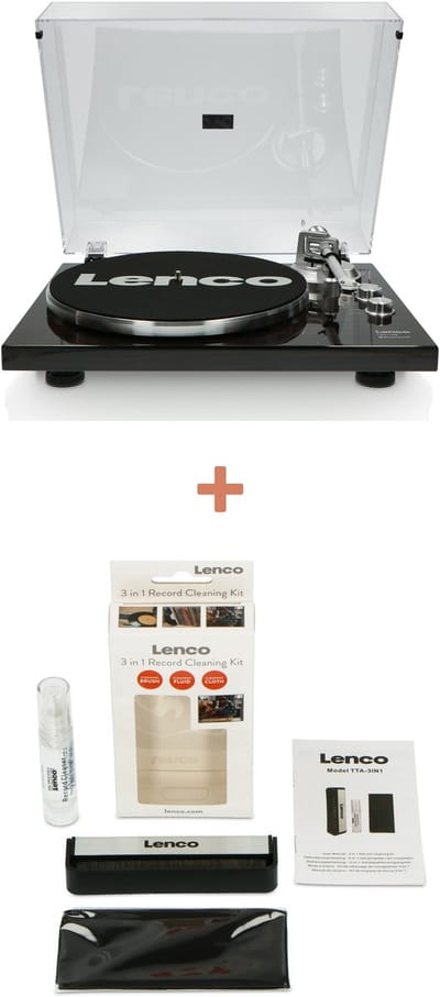 Lenco Platenspeler Bundel LBT-188WA + TTA-3IN1 - Platenspeler met Bluetooth + Cleaning Kit