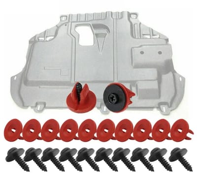 10 Set (20 Stuks) Auto Ondertray Clips & Schroeven – Bevestigingsset voor Volvo, Ford, Jaguar – 10mm x 8mm Gaten – Duurzaam Kunststof & Metaal