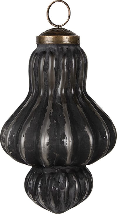 Clayre & Eef Kerstbal Overig Ø 7x12 cm Zwart Grijs Glas Kerstballen