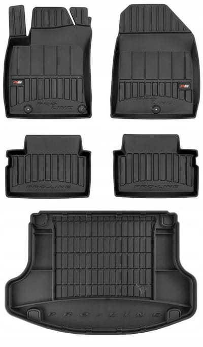 FROGUM PROLINE 3D Set - Rubberen Automatten + Kofferbakmat - Geschikt voor HYUNDAI i30 Liftback / N Performance (vanaf 2017) - Zwart