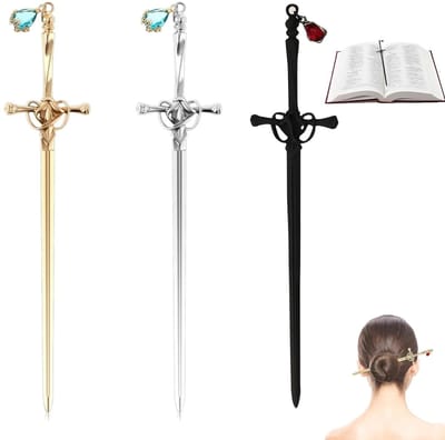 Dailygoody - Bladwijzer - Bladwijzers zwaard - Antieke stijl - Gepersonaliseerd - Edelsteenhanger - Voor boekenliefhebbers - Goud, zilver, zwart