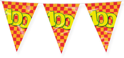 LUQ – Vlaggenlijn Happy Party 100 Jaar – Veelkleurig – 10 m Luxe Verjaardag Feest Versiering – Slinger – Direct Ophangen