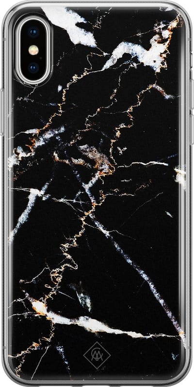 Casimoda® hoesje - Geschikt voor iPhone Xs Max - Marmer Zwart - Siliconen/TPU telefoonhoesje - Backcover - Marmer - Zwart