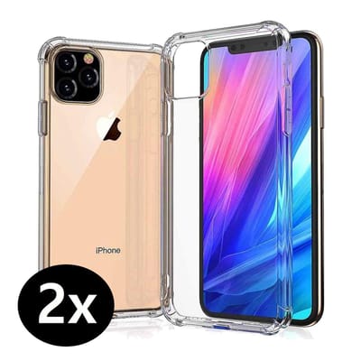 Hoesje - 2 Stuks - Geschikt voor Apple iPhone 11 Pro - Sterk & Shockproof - Back Cover - Siliconen Case - Telefoon Hoes Shock Proof - Telefoonhoes - Transparant