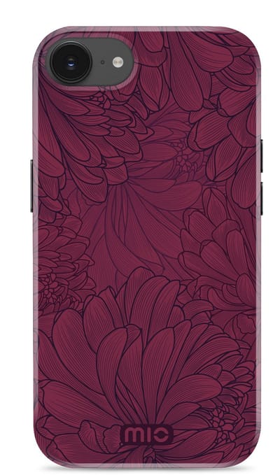 Mio by Mobilize Hoesje geschikt voor Apple iPhone 16e MagSafe Telefoonhoesje Hardcase | Mio by Mobilize Backcover | Geschikt voor MagSafe | Geschikt voor Draadloos Opladen met Magnetische Ring | Geschikt voor MagSafe Case - Berry Blooms | Rood