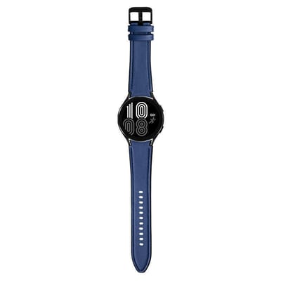 Strap-it Leren hybrid bandje perfect fit - geschikt voor Samsung Galaxy Watch 7 (40 & 44mm) / Galaxy Watch 6 (Classic) / Galaxy Watch 5 / Galaxy Watch 5 Pro / Galaxy Watch 4 / Galaxy Watch 4 Classic / Watch FE - blauw