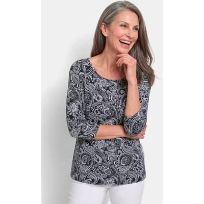 Shirt met print - zwart / wit / gedess. - Gr. 38 van Goldner Fashion