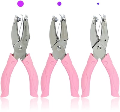 Perforator - 3 stuks - Gaatjestang Papier - Perforator 1 Gaatje - Ponstang Papier - Ponstang - Handpons - Ideale doe-het-zelf knutselgereedschappen - Geschikt voor kleding, tickets, zelfgemaakte labels, scrapbooking-tools - Roze