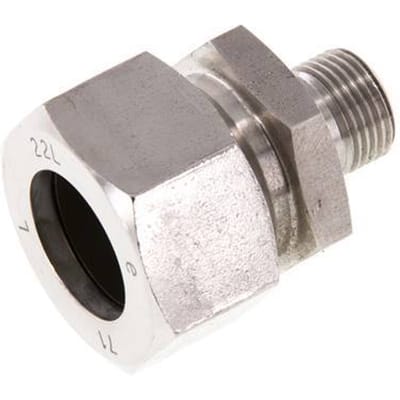 G 3/8'' Buitendraad x 22L RVS Rechte Snijring Koppeling 160 Bar DIN 2353 - FL2S-MC-ST-038G-22-L