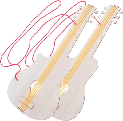 DIY Gitaar Speelgoed - Knutselproject Hout - Creatief Schilderen - Eenvoudig Te Monteren - 31 cm Lengte - Onbewerkt