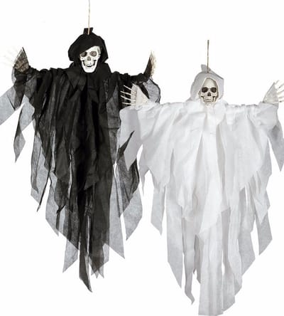 Fiestas Guirca Horror hangdecoratie spook - geest pop - wit - 75 cm - Halloween decoratie poppen