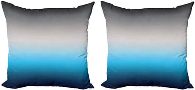 ABAKUHAUS Ombre Kussenbezug-Set – 2x45x45 cm – Grijs/Blauw – Dubbelzijdig