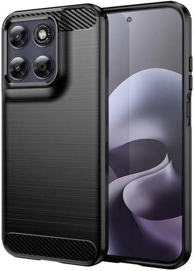Hoesje geschikt voor Motorola Moto G87/G77/G76 - Techsuit Carbon Silicone Back Cover - Zwart