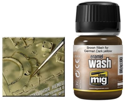 AMMO by Mig Jimenez Modelbouwdecoratie - MIG 1000 Brown Wash F.German Dark Yellow Effecten potje