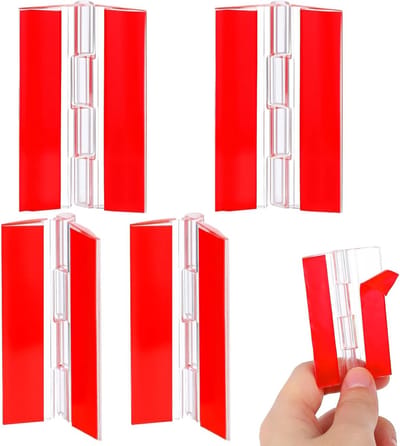 Set van 4 Transparante Acryl Plastic Scharnieren - Vouwbare Kleine Scharnieren met Zelfklevende Piano Scharnieren voor Kasten en Meubels