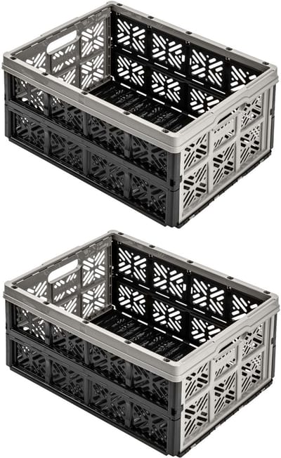 2x Opvouwbare boodschappenkrat auto 32L Grijs