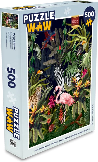 Puzzel Jungle dieren - Natuur - Jongens - Meisjes - Flamingo - Zebra - Legpuzzel - Puzzel 500 stukjes